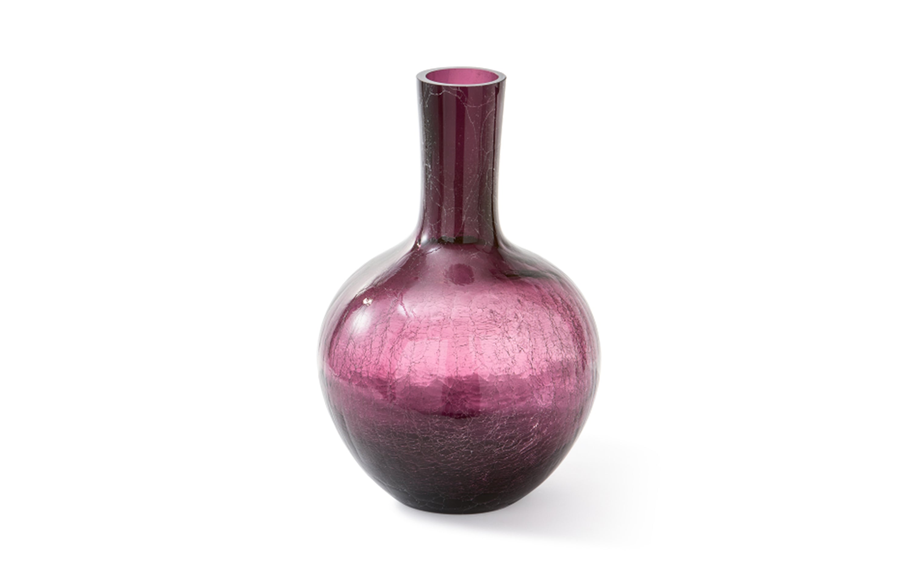 Crackled Glass Ball Body Vase L