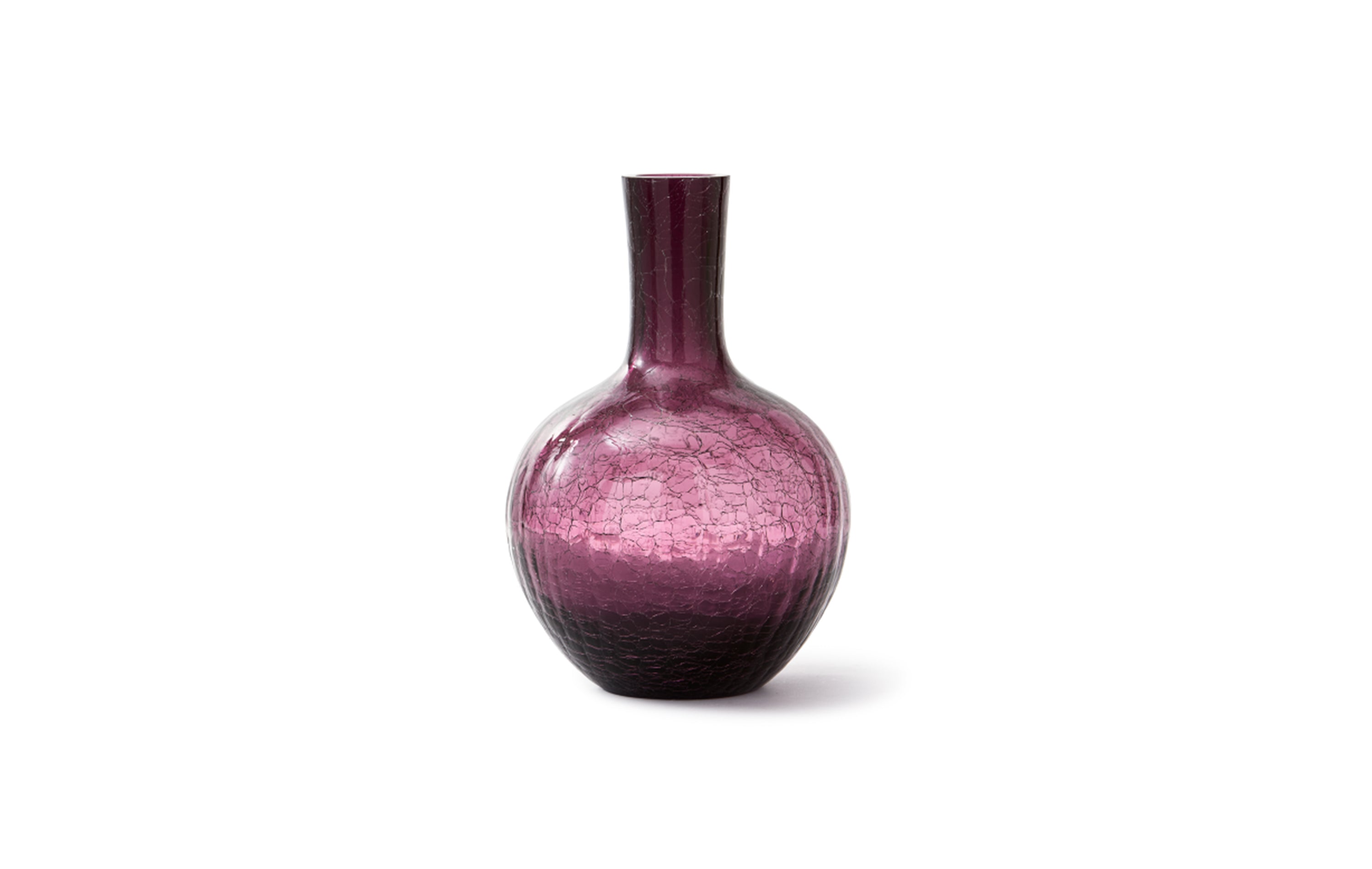Crackled Glass Ball Body Vase S