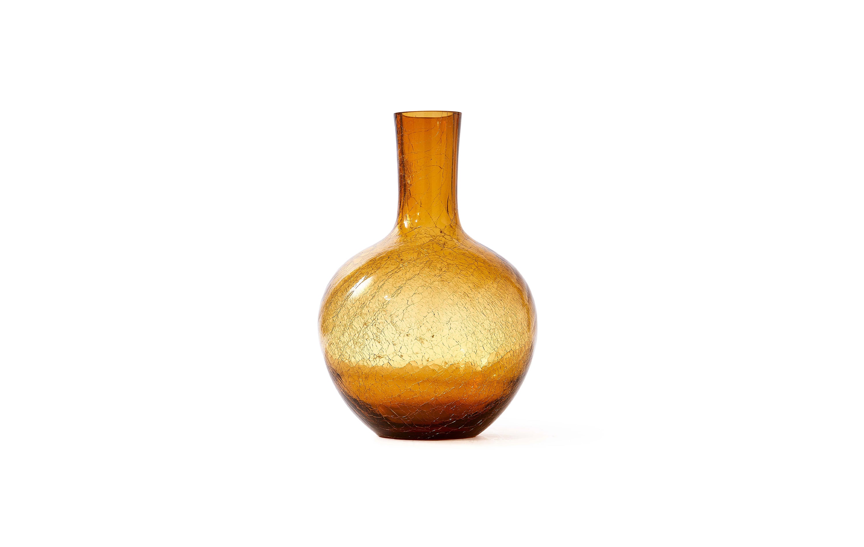 Crackled Glass Ball Body Vase S